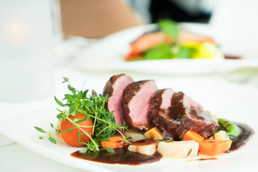 A plate of roast beef